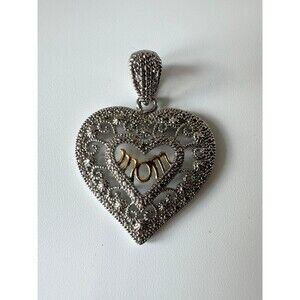 925 sterling silver filigree mom heart Pendant